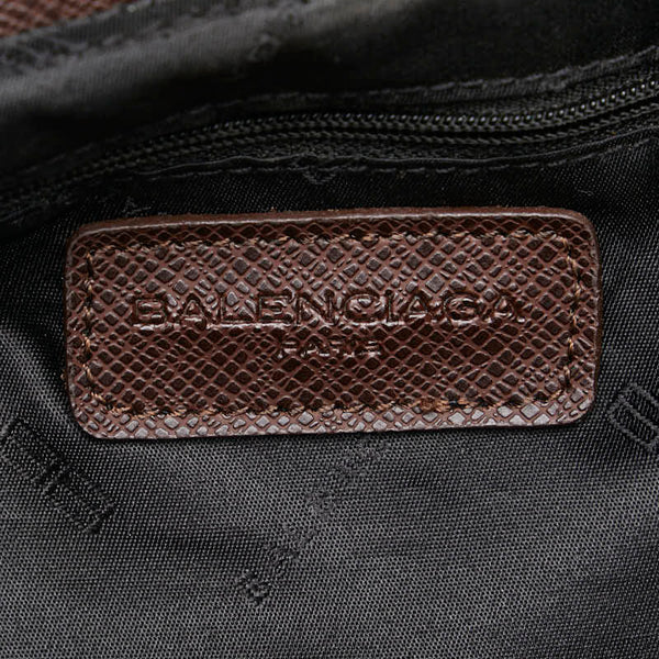 バレンシアガ BBロゴ ハンドバッグ トートバッグ ベージュ ブラウン キャンバス レザー レディース BALENCIAGA 【中古】