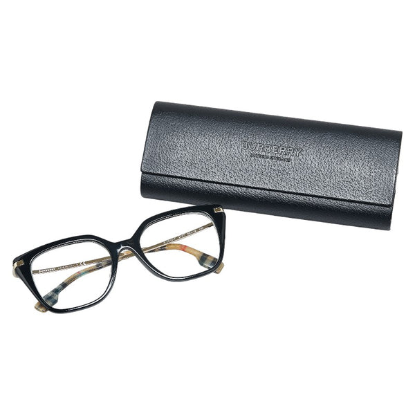 バーバリー ノバチェック メガネ 眼鏡 B2310-F ブラック ゴールド クリア プラスチック レディース BURBERRY 【中古】