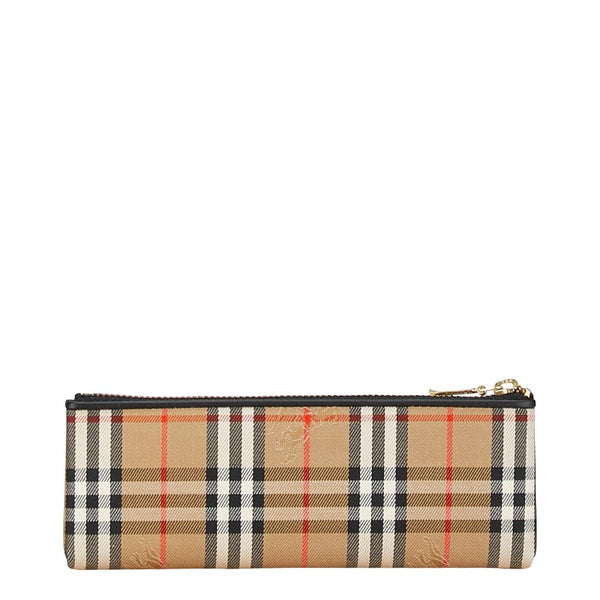 バーバリー ノバチェック シャドーホース ペンケース ベージュ キャンバス レディース BURBERRY 【中古】