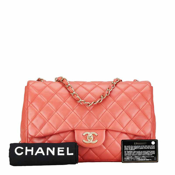 シャネル マトラッセ ココマーク チェーン ショルダーバッグ サーモンピンク ラムスキン レディース CHANEL 【中古】