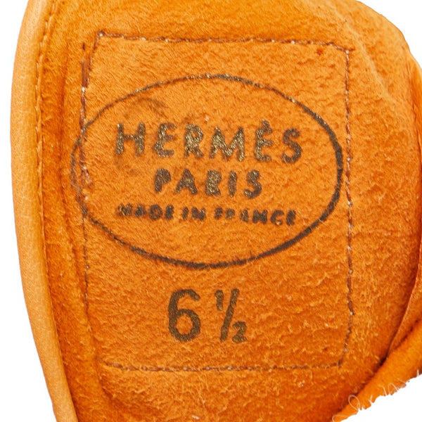 エルメス Hロゴ 片手用 ゴルフグローブ 手袋 片手用 オレンジ ヌバック レディース HERMES 【中古】