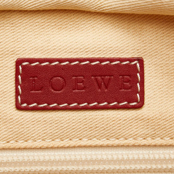 ロエベ アナグラム アマソナ36 ハンドバッグ ホワイト レッド キャンバス レザー レディース LOEWE 【中古】