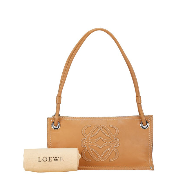 ロエベ アナグラム ショッパー ハンドバッグ キャメル ブラウン レザー レディース LOEWE 【中古】