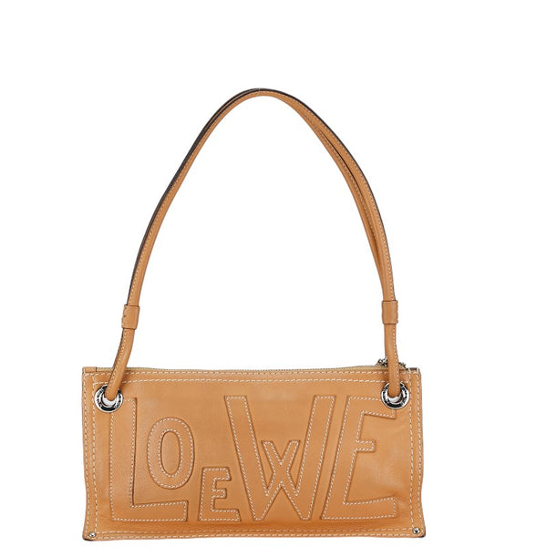 ロエベ アナグラム ショッパー ハンドバッグ キャメル ブラウン レザー レディース LOEWE 【中古】