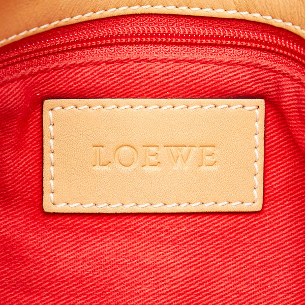 ロエベ アナグラム ショッパー ハンドバッグ キャメル ブラウン レザー レディース LOEWE 【中古】