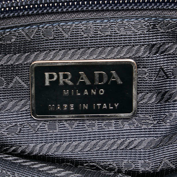 プラダ トートバッグ ハンドバッグ ブルー レザー ナイロン レディース PRADA 【中古】