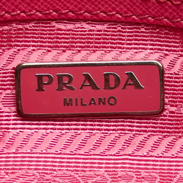 プラダ 三角ロゴプレート テスート 斜め掛け ショルダーバッグ ピンク ナイロン レザー レディース PRADA 【中古】