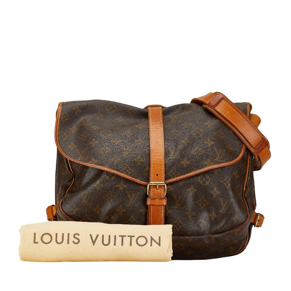 ルイ ヴィトン モノグラム ソミュール35 斜め掛け ショルダーバッグ M42254 ブラウン PVC レザー レディース LOUIS VUITTON 【中古】