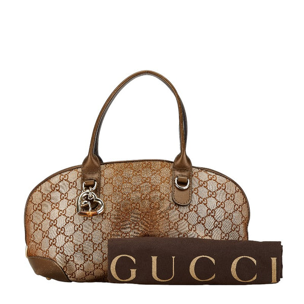 グッチ GGキャンバス ハートビット ハンドバッグ 269955 ベージュ ゴールド レザー レディース GUCCI 【中古】