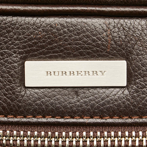 バーバリー ノバチェック ロゴプレート ショルダーバッグ ブラウン レザー レディース BURBERRY 【中古】