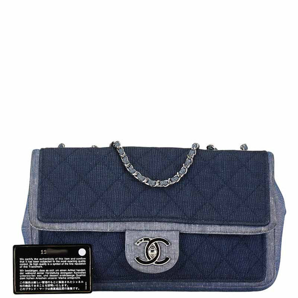 シャネル マトラッセ25 ココマーク チェーン ショルダーバッグ ブルー ネイビー デニム レディース CHANEL 【中古】