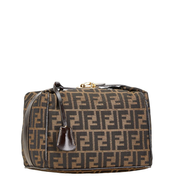 フェンディ ズッカ バニティバッグ ブラウン キャンバス レザー レディース FENDI 【中古】