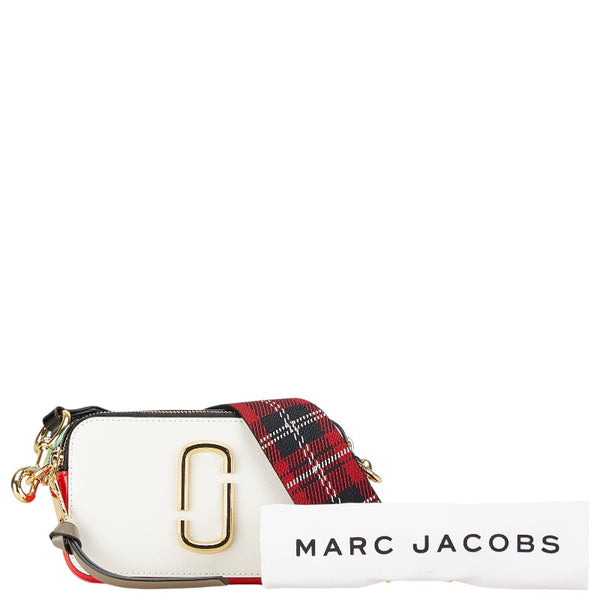 マークジェイコブス スナップショット ショルダーバッグ カメラバッグ ホワイト ライトブルー レザー レディース MARC JACOBS 【中古】