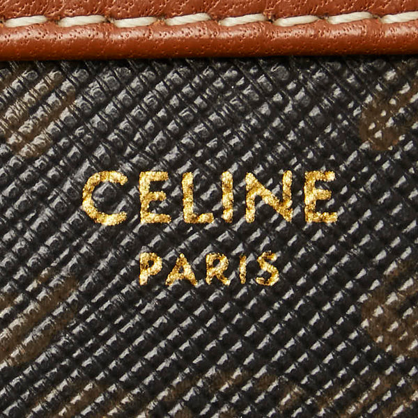 セリーヌ トリオンフ チェーン ショルダーバッグ ブラック PVC レザー レディース CELINE 【中古】