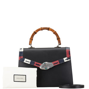 グッチ リリス コーラルスネーク バンブー ハンドバッグ ショルダーバッグ 2WAY 453750 ブラック レザー レディース GUCCI 【中古】