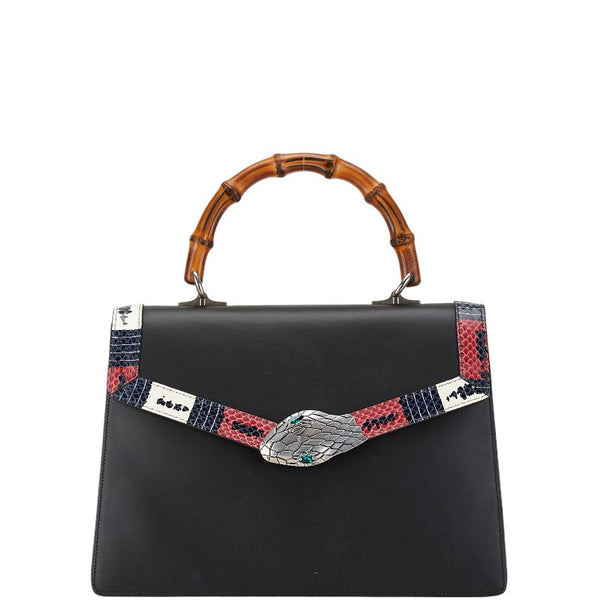 グッチ リリス コーラルスネーク バンブー ハンドバッグ ショルダーバッグ 2WAY 453750 ブラック レザー レディース GUCCI 【中古】