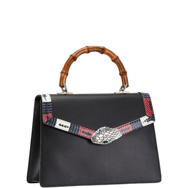 グッチ リリス コーラルスネーク バンブー ハンドバッグ ショルダーバッグ 2WAY 453750 ブラック レザー レディース GUCCI 【中古】