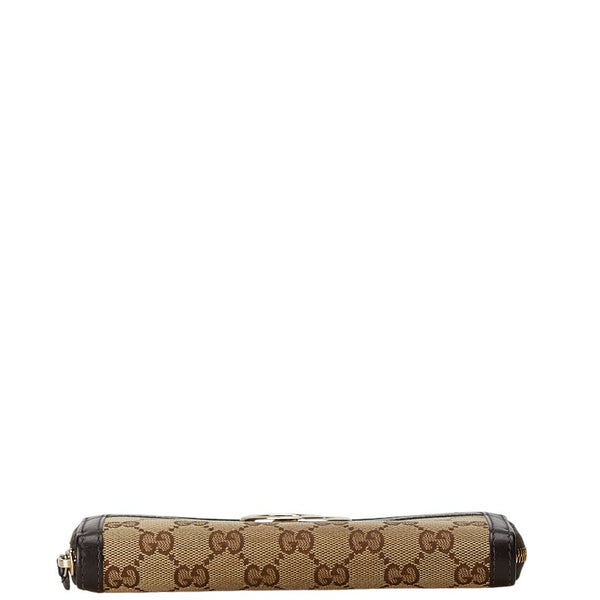 グッチ GGキャンバス インターロッキングG 長財布 308012 ベージュ ブラウン キャンバス レザー レディース GUCCI 【中古】