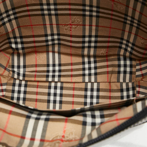 バーバリー ノバチェック シャドーホース ワンショルダーバッグ ハンドバッグ ブラック レザー レディース BURBERRY 【中古】