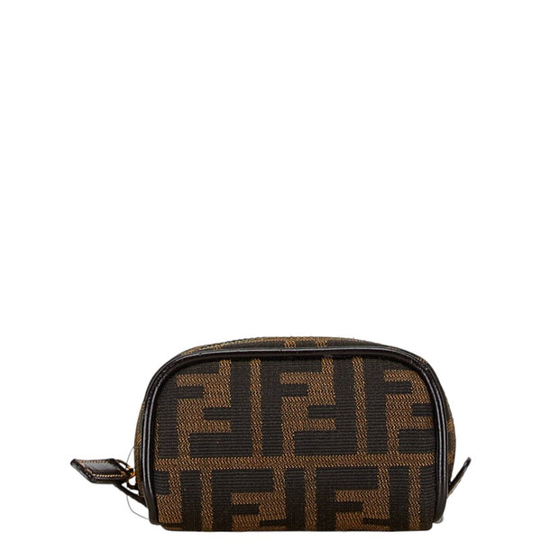 フェンディ ズッカ ポーチ 26577 ブラウン キャンバス レザー レディース FENDI 【中古】
