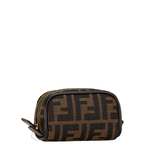 フェンディ ズッカ ポーチ 26577 ブラウン キャンバス レザー レディース FENDI 【中古】
