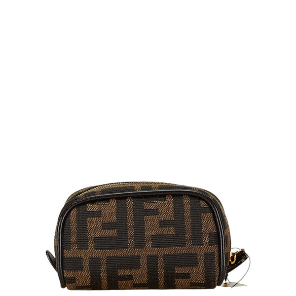フェンディ ズッカ ポーチ 26577 ブラウン キャンバス レザー レディース FENDI 【中古】
