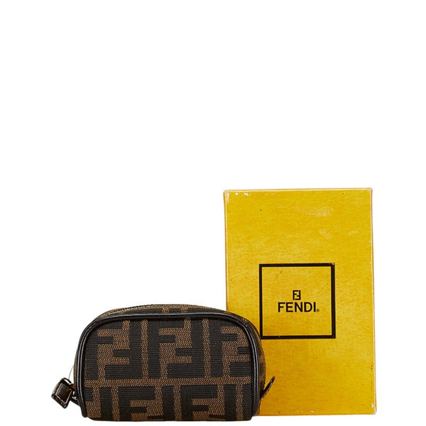 フェンディ ズッカ ポーチ 26577 ブラウン キャンバス レザー レディース FENDI 【中古】