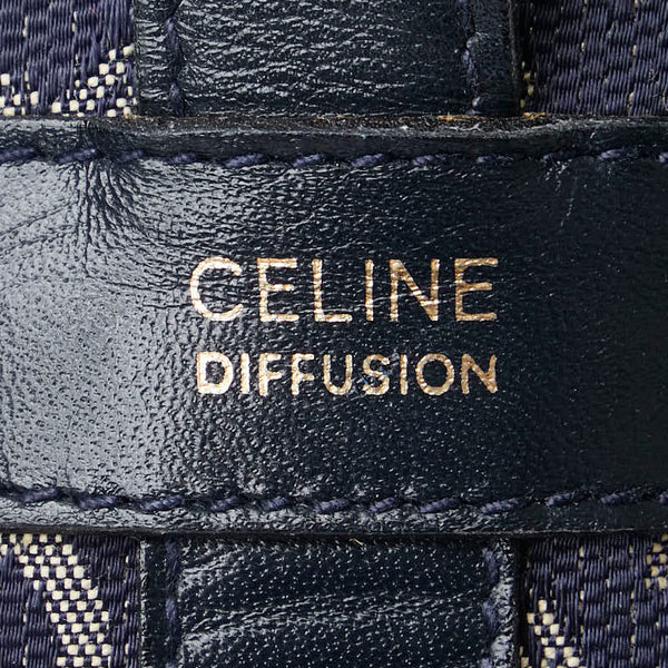 セリーヌ Cマカダム ショルダーバッグ ネイビー キャンバス レザー レディース CELINE 【中古】