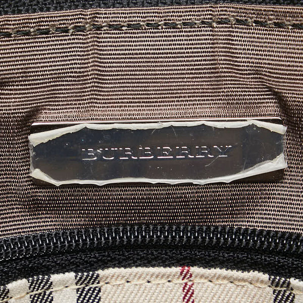 バーバリー ノバチェック ロゴプレート ワンショルダーバッグ ブラック レザー レディース BURBERRY 【中古】