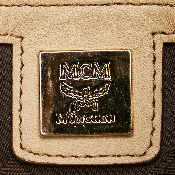 エム シー エム ヴィセトス ロゴグラム ハンドバッグ ベージュ レザー レディース MCM 【中古】