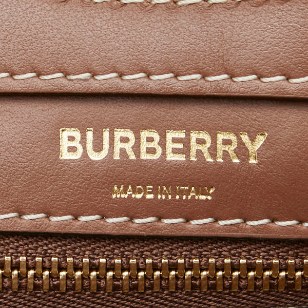 バーバリー ホースフェリー ハンドバッグ ショルダーバッグ 2WAY ベージュ ブラウン キャンバス レザー レディース BURBERRY 【中古】