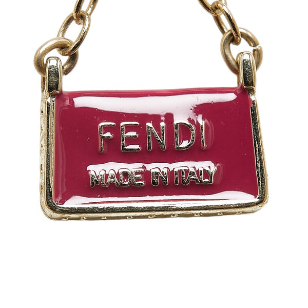 フェンディ 建物 バッグ モチーフ ネックレス ゴールド ピンク オレンジ メッキ レディース FENDI 【中古】