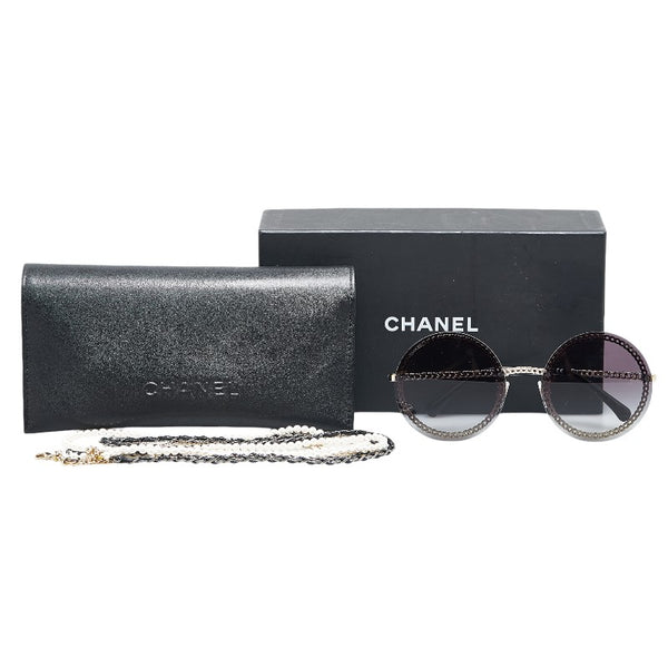 シャネル ココマーク チェーン サングラス 4245 ブラック ゴールド プラスチック レディース CHANEL 【中古】