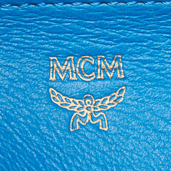 エム シー エム ヴィセトス スタッズ リュック バックパック ライトブルー レザー レディース MCM 【中古】