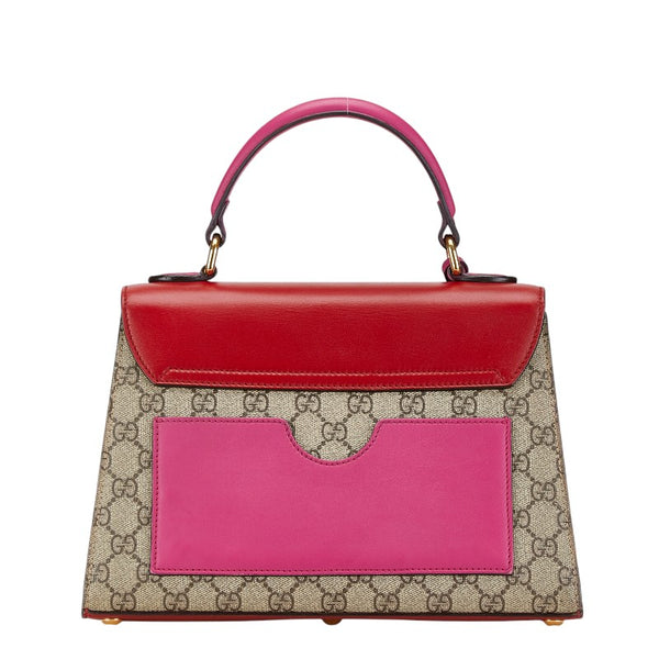 グッチ GGスプリーム ハンドバッグ ショルダーバッグ 2WAY 453188 ベージュ レッド ピンク PVC レザー レディース GUCCI 【中古】