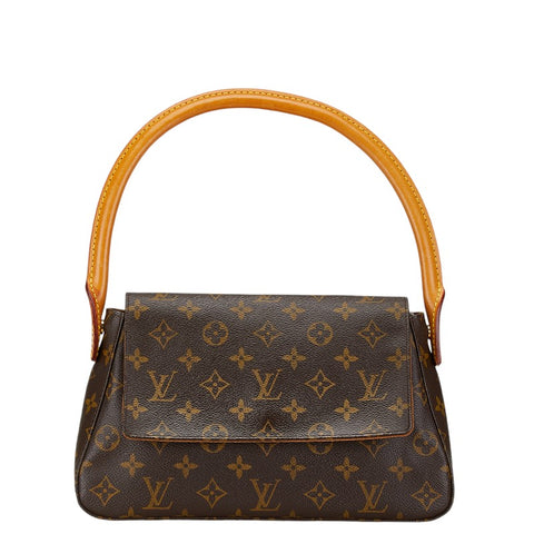 ルイ ヴィトン モノグラム ミニ ルーピング ハンドバッグ M51147 ブラウン PVC レザー レディース LOUIS VUITTON 【中古】