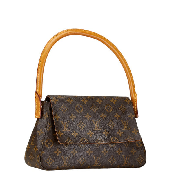 ルイ ヴィトン モノグラム ミニ ルーピング ハンドバッグ M51147 ブラウン PVC レザー レディース LOUIS VUITTON 【中古】