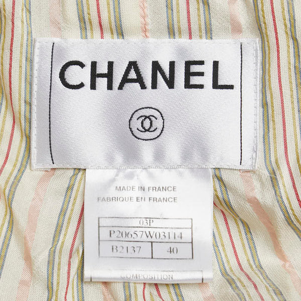 シャネル ココマーク ジャケット サイズ:40 ベージュ ピンク ホワイト ツイード レディース CHANEL 【中古】