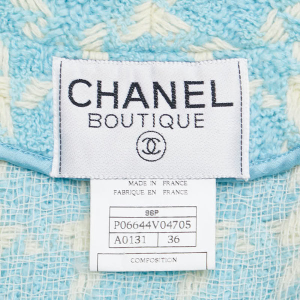 シャネル ココマーク ジャケット サイズ:36 ブルー ホワイト ツイード レディース CHANEL 【中古】