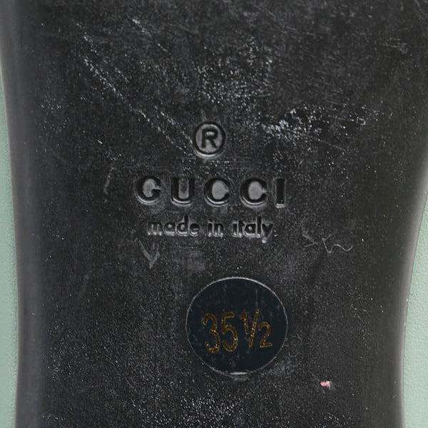 グッチ GGマーモント フラットシューズ サイズ:35 1/2 365590 グリーン レザー レディース GUCCI 【中古】