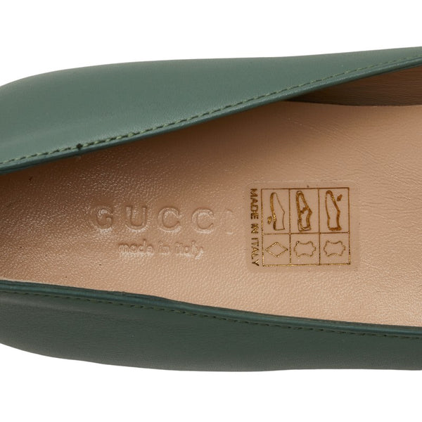 グッチ GGマーモント フラットシューズ サイズ:35 1/2 365590 グリーン レザー レディース GUCCI 【中古】