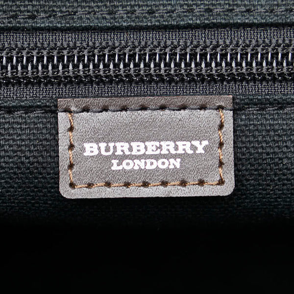 バーバリー ノバチェック シャドーホース セカンドバッグ クラッチバッグ ダークブラウン PVC レザー レディース BURBERRY 【中古】