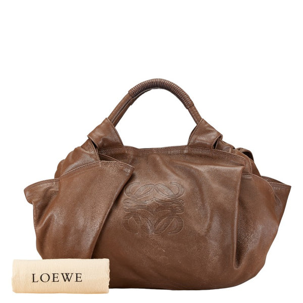 ロエベ アナグラム ナッパアイレ ハンドバッグ ブラウン レザー レディース LOEWE 【中古】