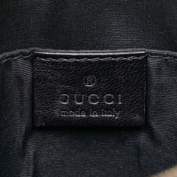 グッチ GGキャンバス ラウンド型 斜め掛け ショルダーバッグ 90700 ブラック キャンバス レザー レディース GUCCI 【中古】