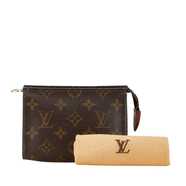 ルイ ヴィトン モノグラム ポシェットトワレ15 クラッチバッグ M47546 ブラウン PVC レザー レディース LOUIS VUITTON 【中古】