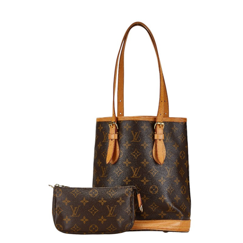 ルイ ヴィトン モノグラム プチ バケットPM トートバッグ ショルダーバッグ M42238 ブラウン PVC レザー レディース LOUIS VUITTON 【中古】