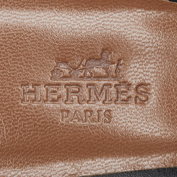 エルメス オアジス サンダル サイズ:36 ブラック ブラウン レザー レディース HERMES 【中古】