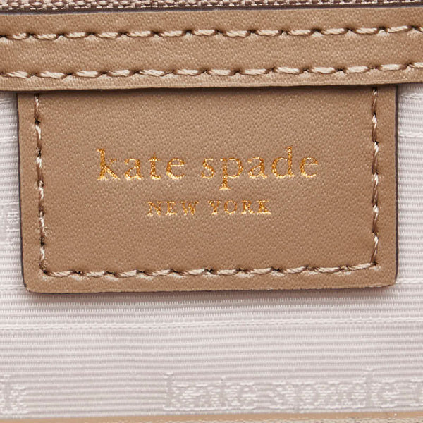 ケイトスペード 総柄 トートバッグ ショルダーバッグ 2WAY クリーム グレージュ ホワイト キャンバス レザー レディース Kate Spade 【中古】