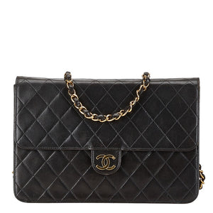 シャネル マトラッセ25 ココマーク チェーン ショルダーバッグ ブラック ラムスキン レディース CHANEL 【中古】