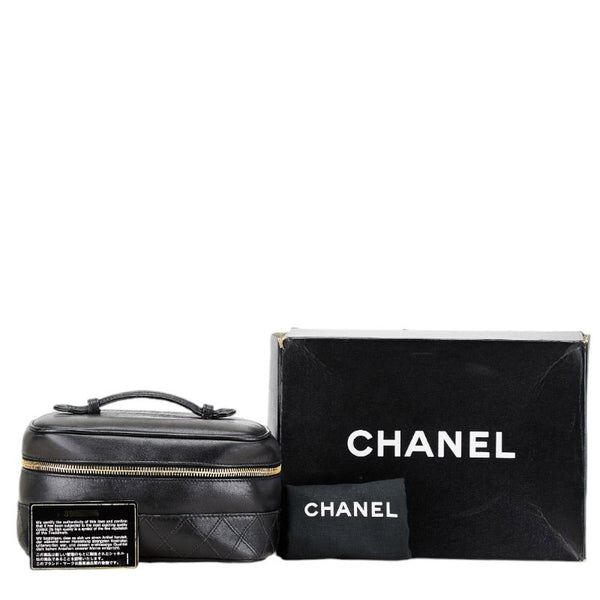 シャネル ビコローレ ココマーク バニティバッグ ブラック レザー レディース CHANEL 【中古】